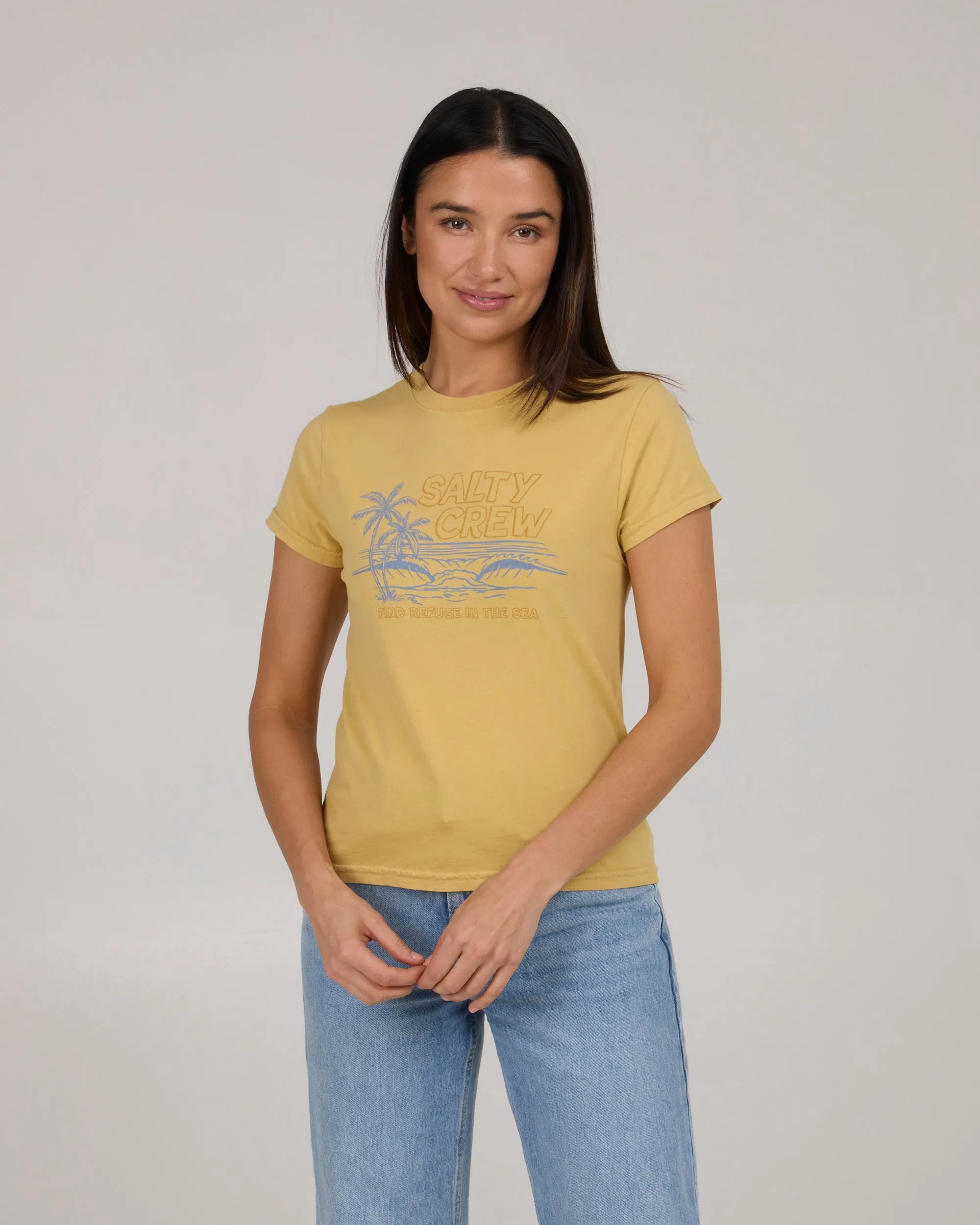 OdorResistantTechnology Micro Perforation A Frame Modern Tee - Dusty Gold