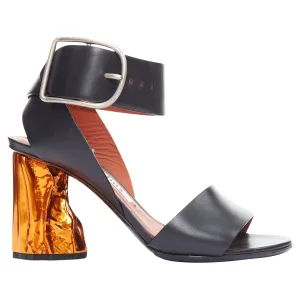 Acne Studios Obin metallic bark heel leather sandals Power Outfit High Density