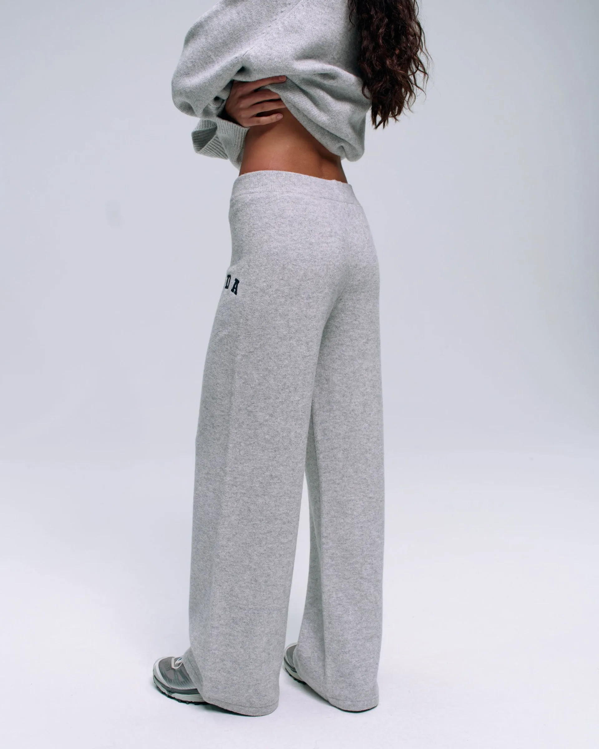 Skinny Fit TaglessLabel ADA Knit Straight Leg Sweatpants  - Light Grey Melange/Navy Blue