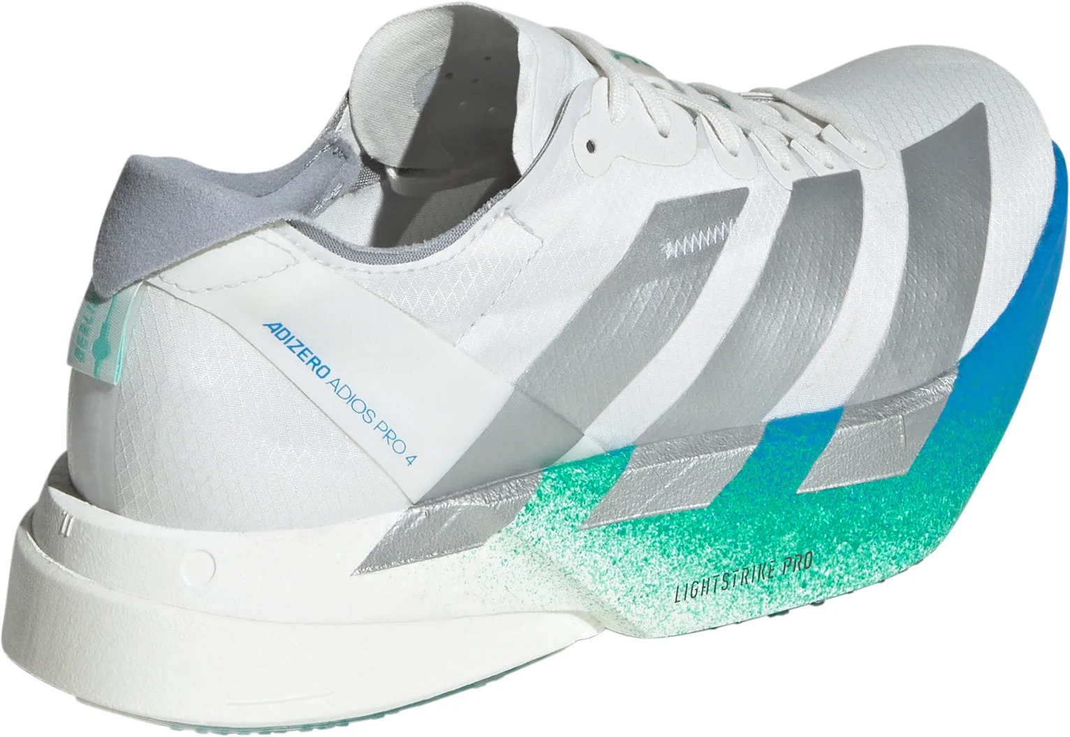 impact - resistant midsole shoes zippered running wear adidas Adizero Adios Pro 4 Womens Running Shoes - White