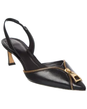 Black Stiletto Shoes Alexandre Birman Zoe 50 Leather Slingback Pump