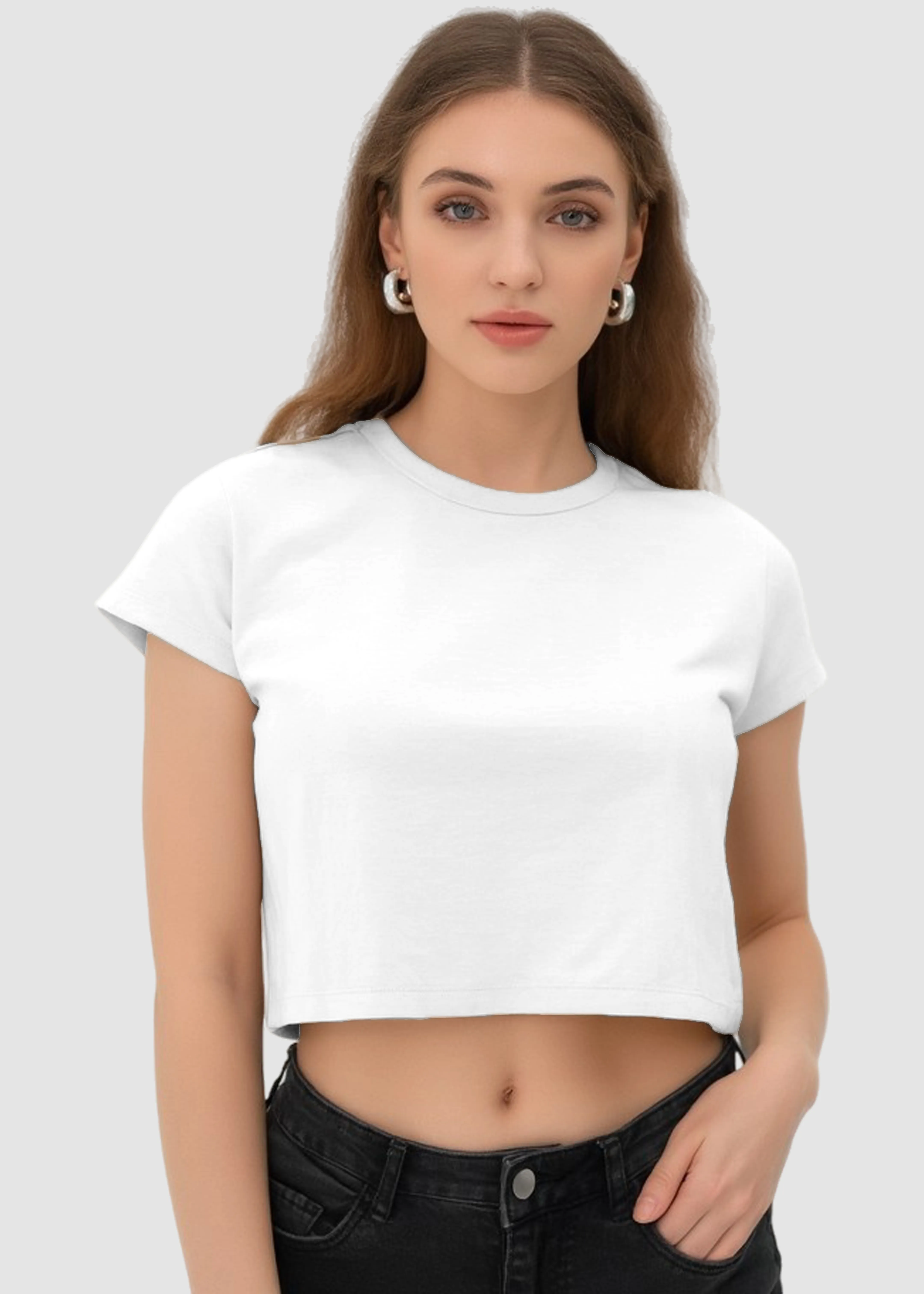 Wrinkle Resistant family gathering White Crop Top | FC39