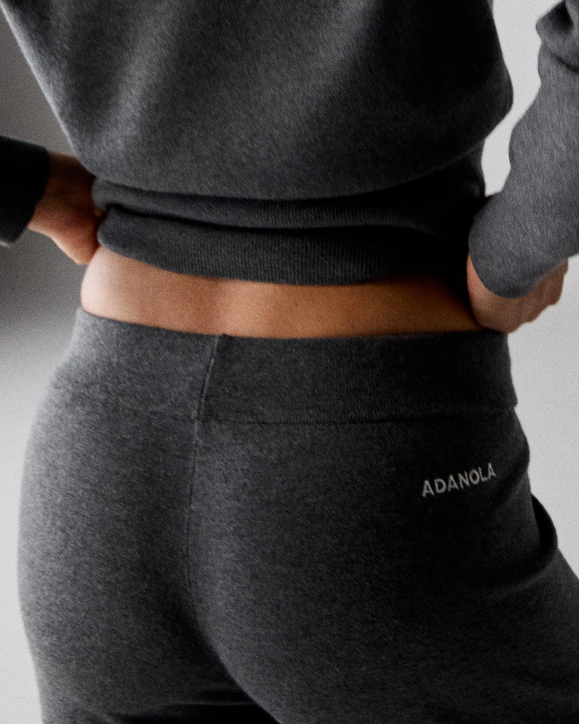 Knit Straight Leg Trousers - Dark Grey Airy Feel