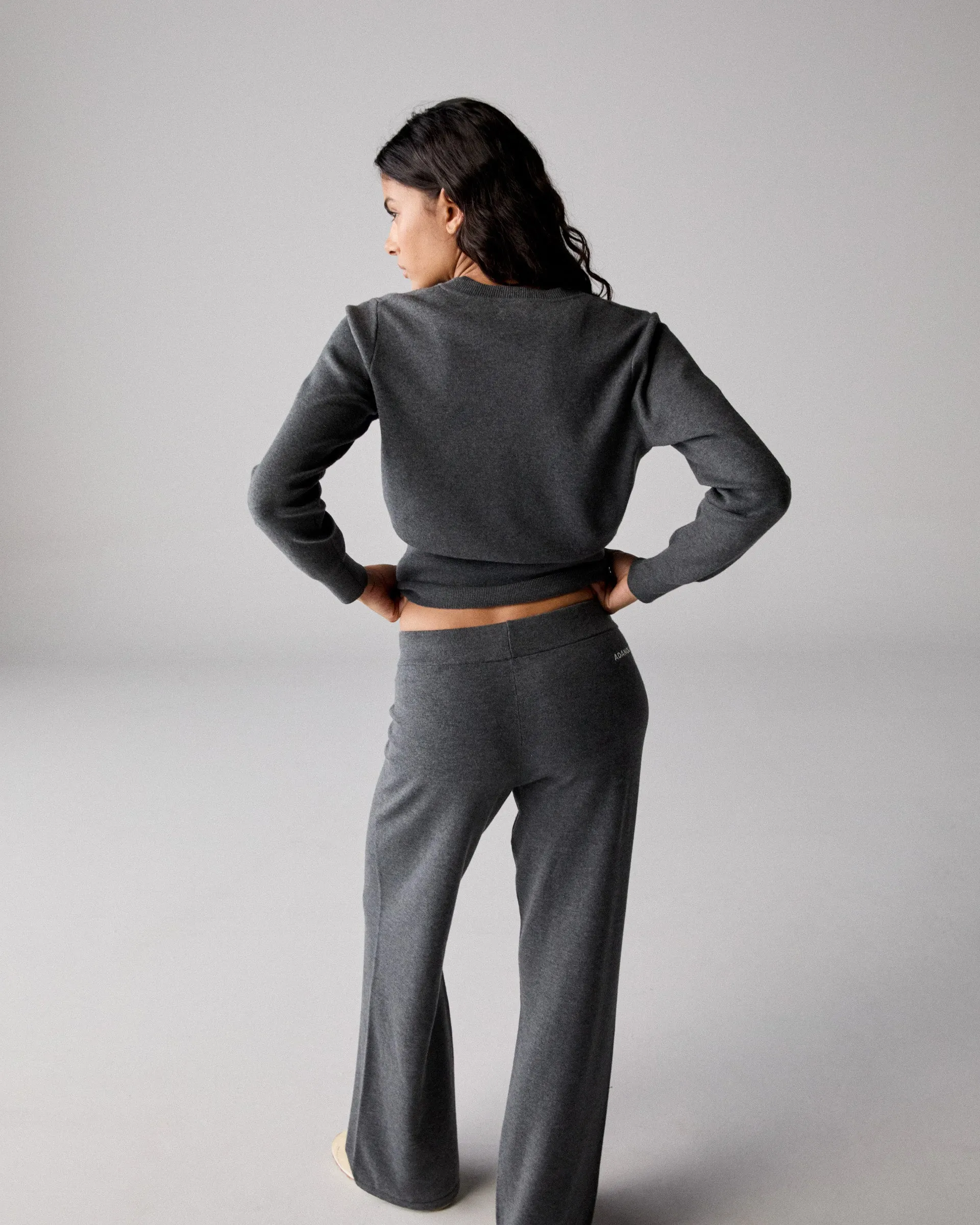 Shape Flex Knit Straight Leg Trousers - Dark Grey
