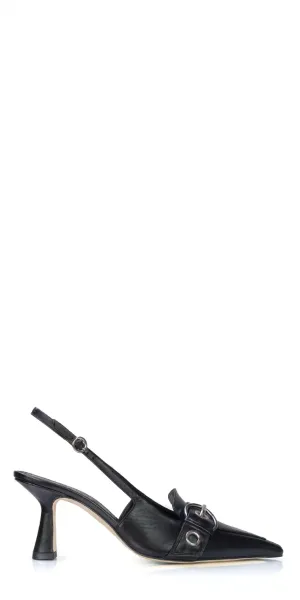 Women's Tara Eyelet Slingbacks In Black Chic Wedding Sandals Dressy Heels