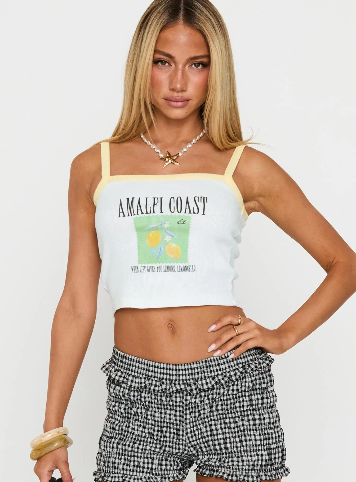Amalfi Lemons Tank Top White High strength