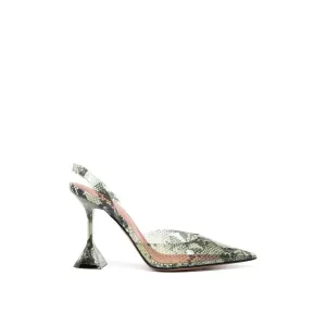 Chunky Heeled Boots Heeled Booties Amina Muaddi Holli Glass 95mm Snakeskin-effect Women's Pumps