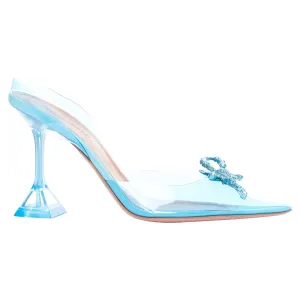 Polished Design Customizable Amina Muaddi PVC aqua crystal bow heels