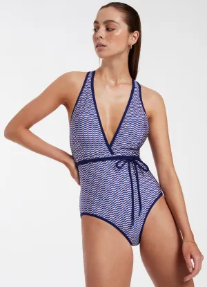 High Shine Amoudi Plunge One Piece - Sapphire