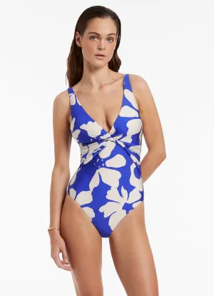 Sunbathing Essentials Emporio D-DD Twist Front One Piece - Sapphire