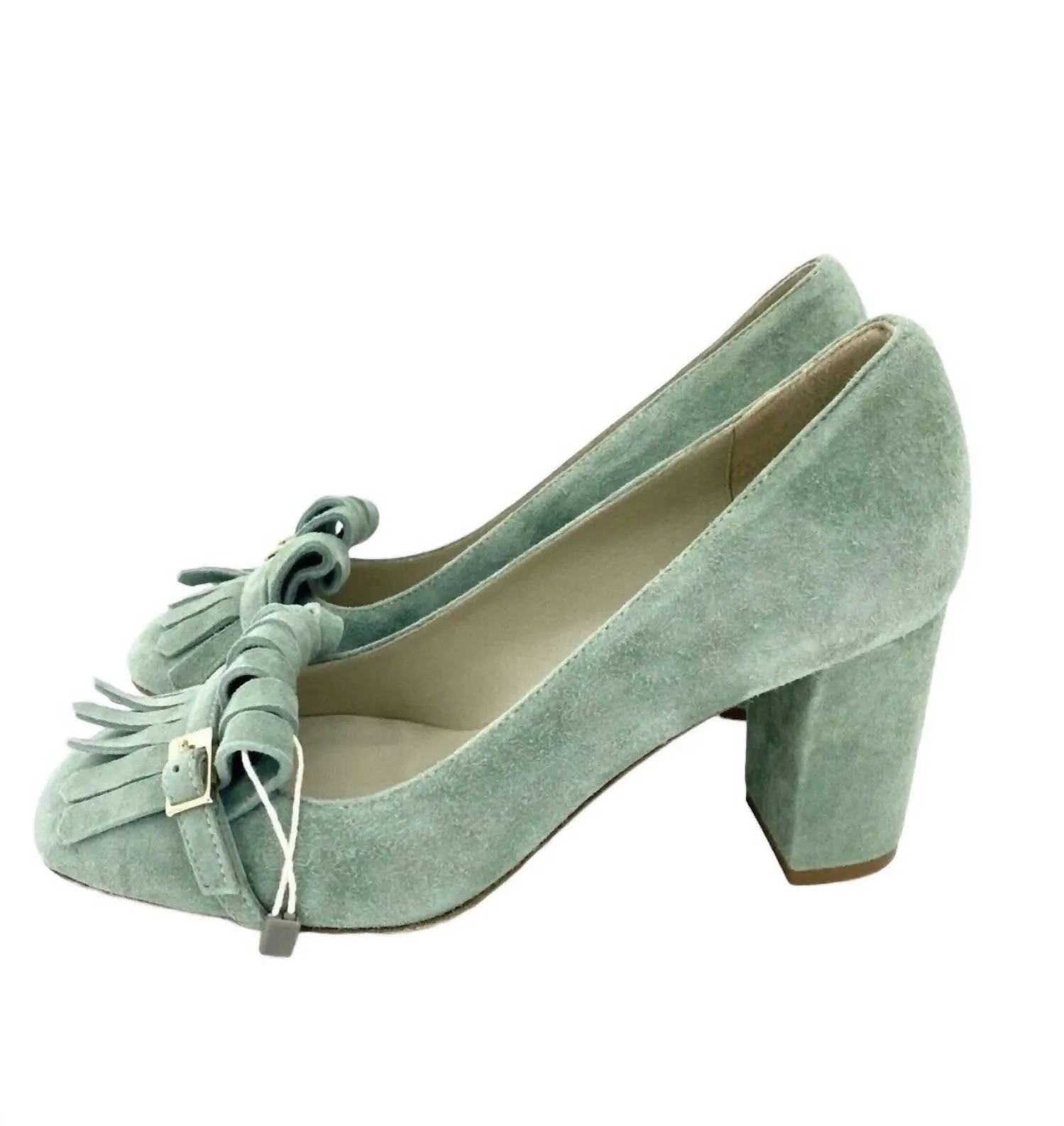 Runway Style Women's Suede Leather Block Heel Shoes In Green