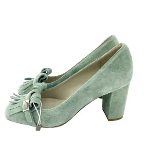 Runway Style Women's Suede Leather Block Heel Shoes In Green