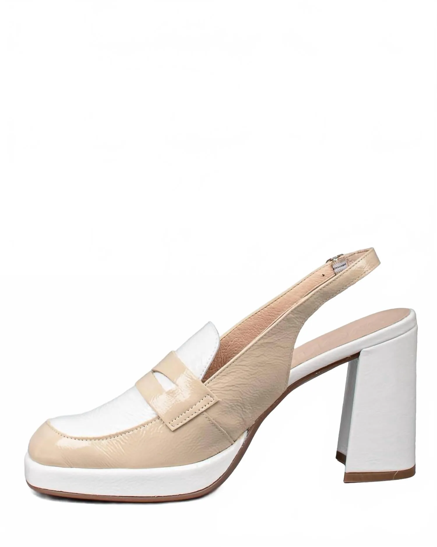 Fashion Heels Vintage Pumps Women Leather High Heels In Natural Combo