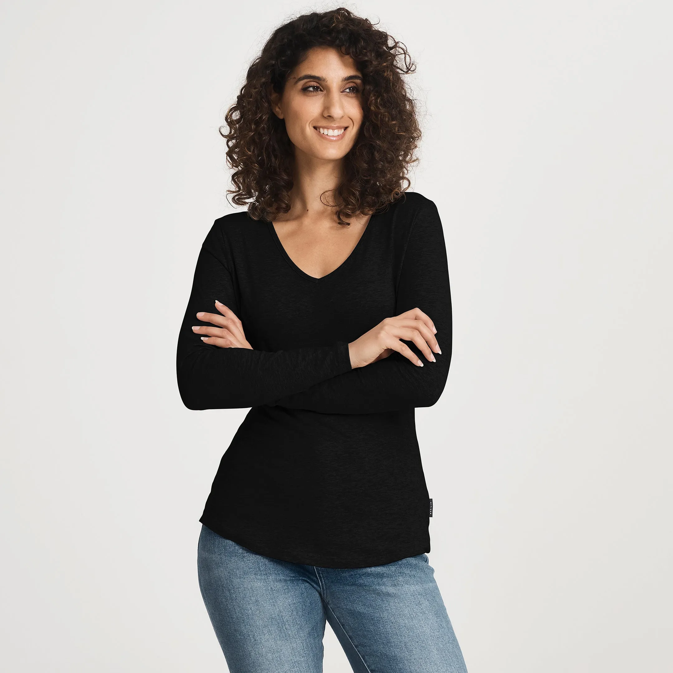 Hemp LS V-Neck Tee Breathable Mesh Panels