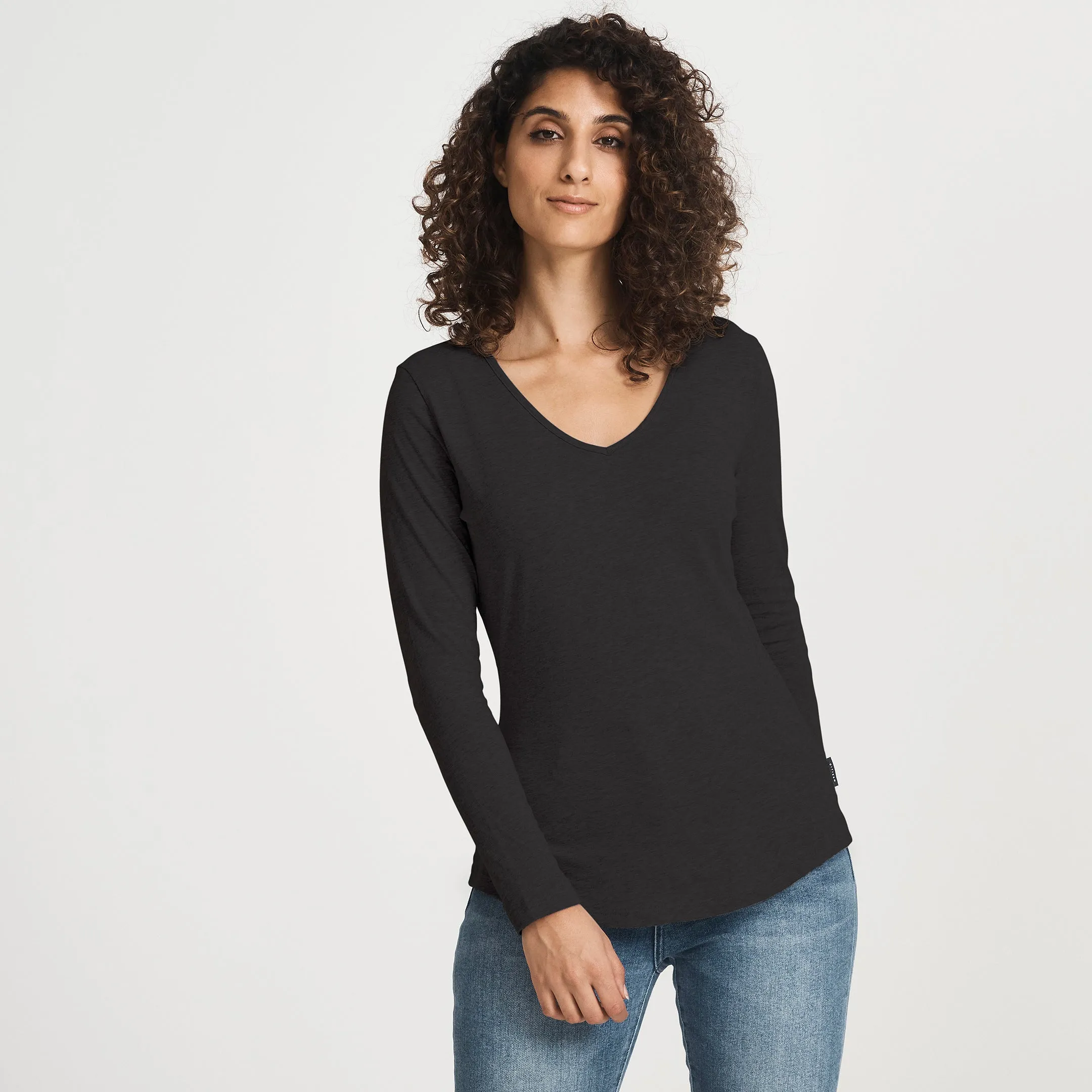 Hemp LS V-Neck Tee Side Vent Design Tagless Comfort