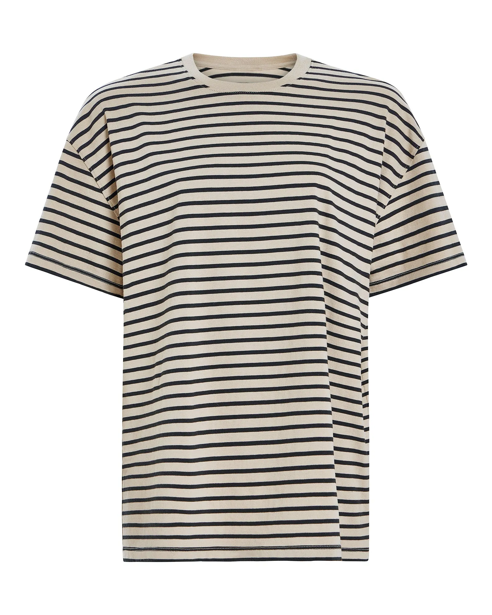 sports activity Heavyweight Jersey Oversized Short Sleeve Crew Neck Tee - Dune-Black