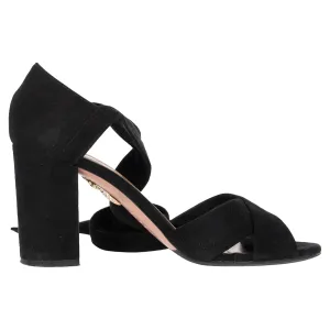 Strappy Heeled Sandals Fashion Stiletto Sandals Aquazzura Tarzan Lace Up Sandals in Black Suede