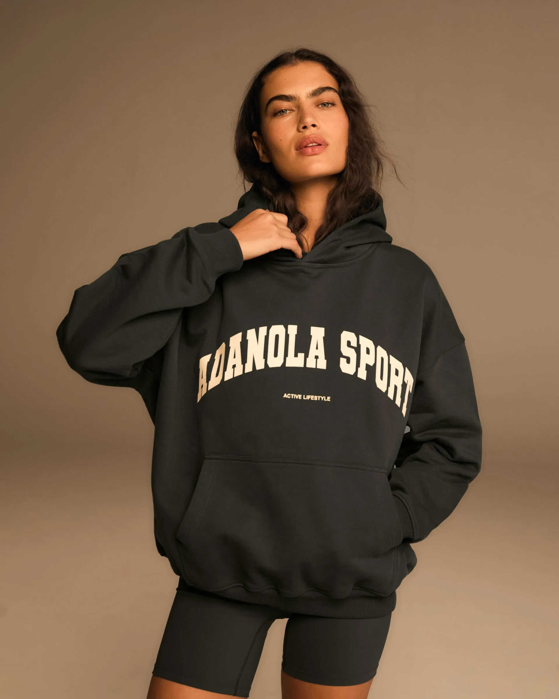 AS Oversized Hoodie - Graphite Grey/Marshmallow White Branded Look Fashionable Look