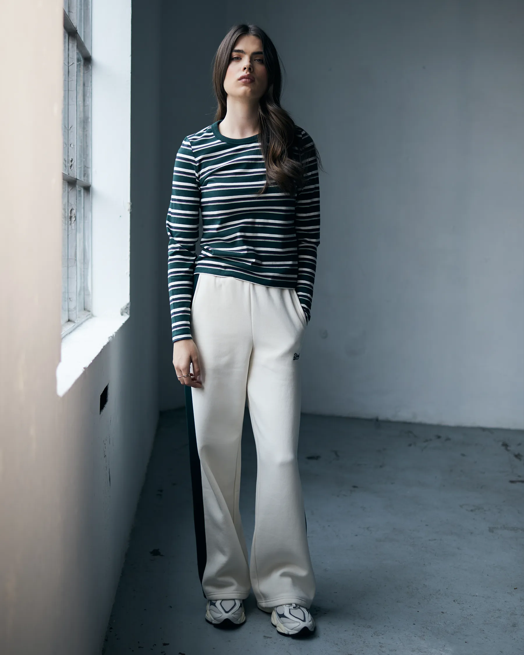 Organic Cotton Sequin Glow Azalea Joggers Ivory