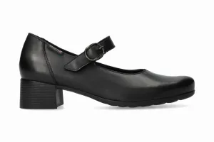 Stacked Heel Smooth Style Women's Gessika Hand Made Mary Jane Pumps In Black