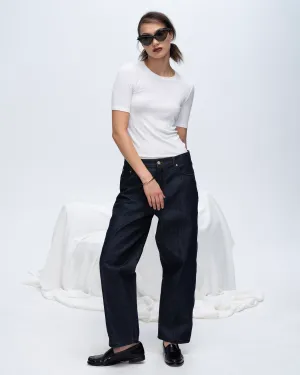 Sporty Stretch Fit Minimal Style Trend Modal Rib Short Sleeve V-Neck Tee - White