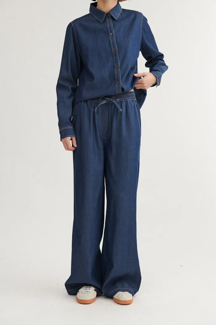 Rugged Comfort Bine Wide Pant - Mid Blue
