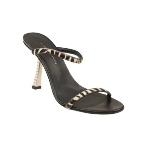 Natural Material Black Marty Leather Glitter Heels