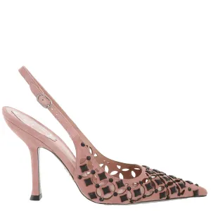 Smooth Surface Rene Caovilla Petra Point-Toe Slingback Pumps