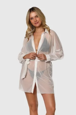 Swim Cover Up Opaque Core Seamless Sleeve Construction