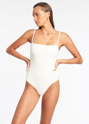 Isla Rib Minimal Tank One Piece - Cream Swim Ready