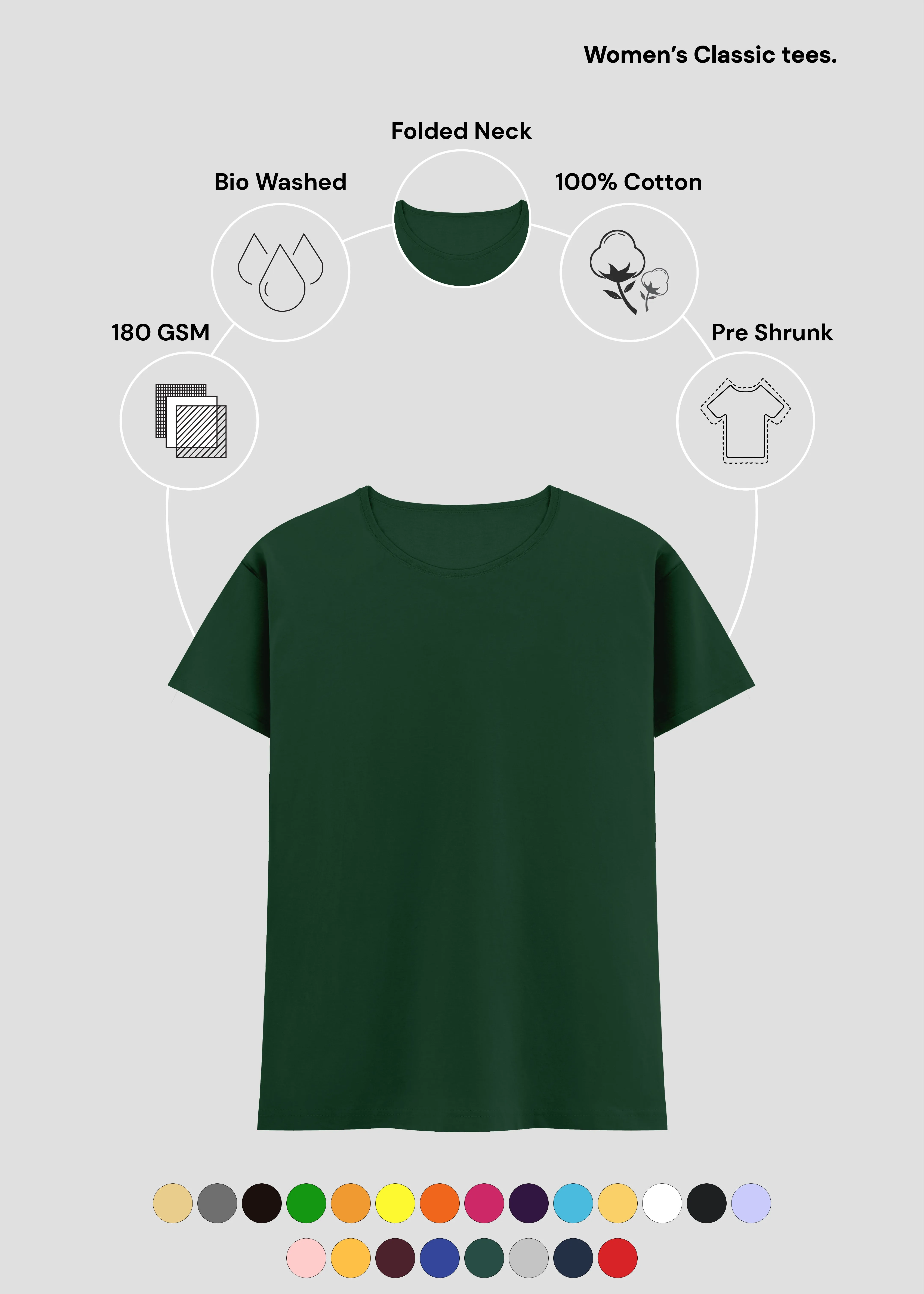 Casual Fit Bottle Green Women's Classic T-Shirt | FC21