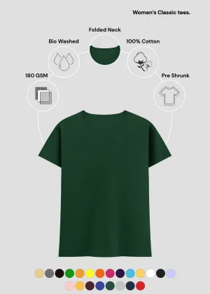 Sleek Fit Wear Trendy Look Bottle Green Women's Classic T-Shirt | FC21