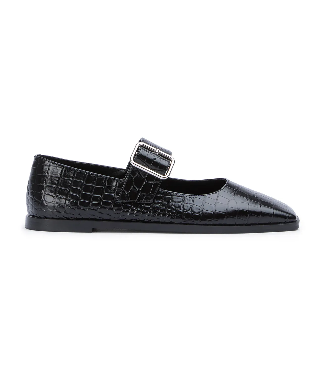 Brandy Black Croc Minimal Design Italian Mode