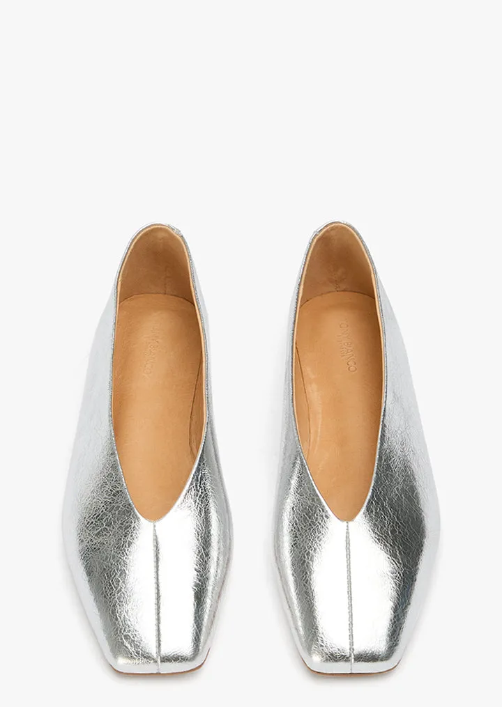 Brash Silver Vintage Metal All-Day Comfortable Shoes Sleek Profile Shoes