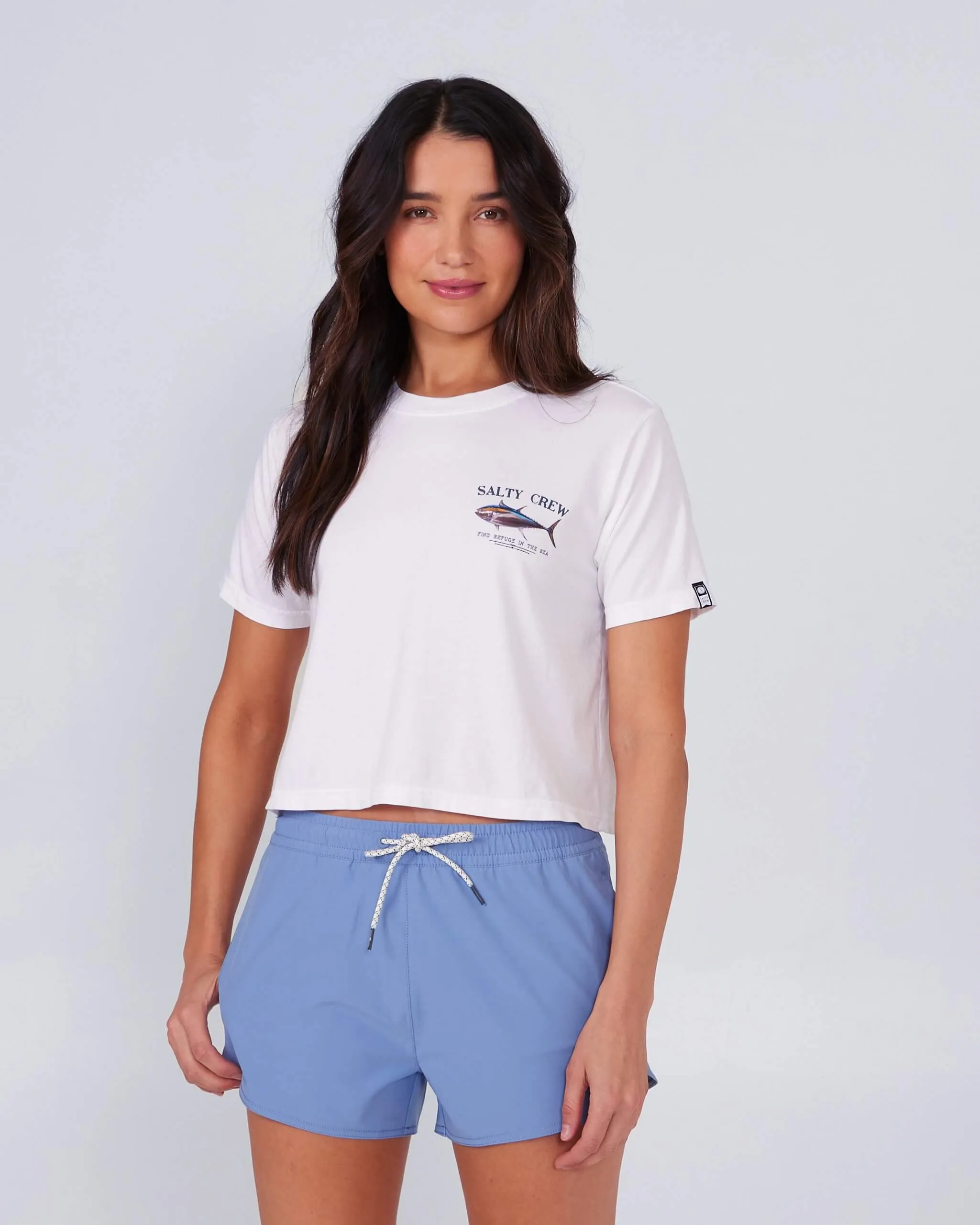 Big Blue Crop Tee - White Cozy Apparel Fashion-Ready
