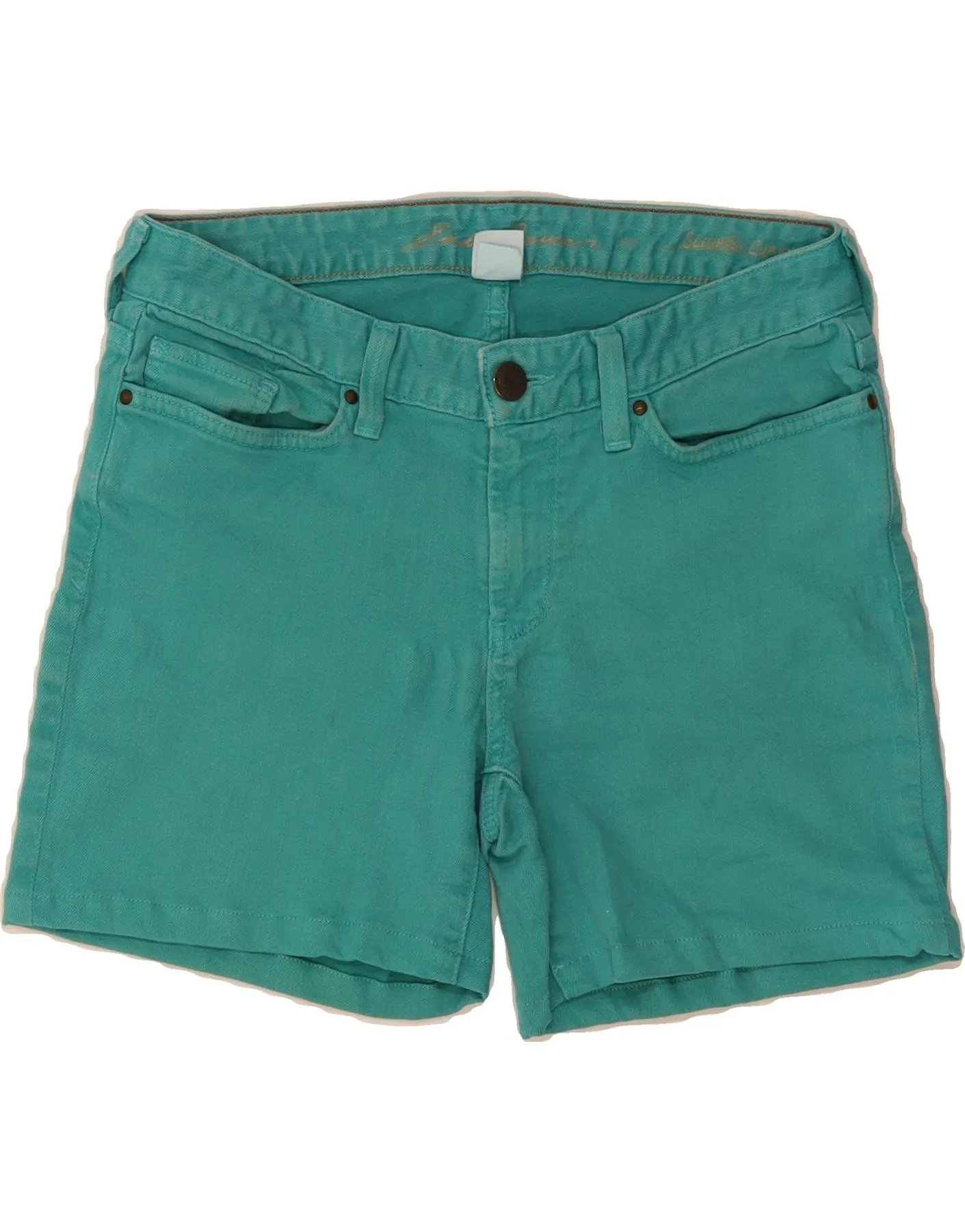 EDDIE BAUER Womens Slightly Curvy Denim Shorts US 4 Small W30  Green Travel Essential
