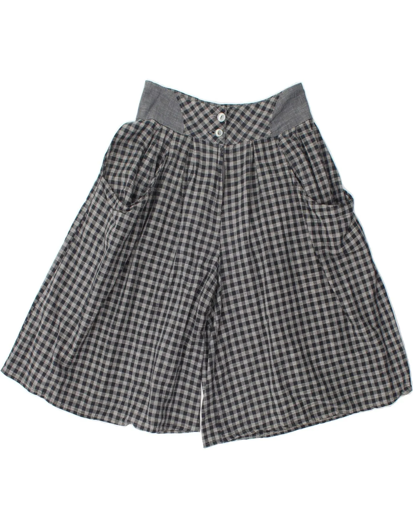 VINTAGE Womens High Waist Casual Shorts EU 40 Medium W30  Navy Blue Check Summer Must-have Snag Resistant Fabric