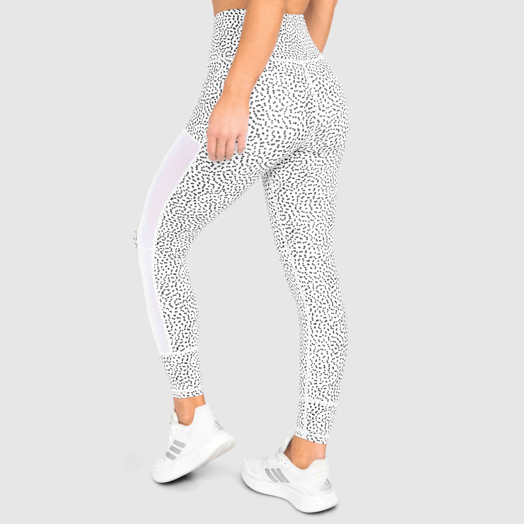 Breeze Mesh Leggings - White Speckle Seamless Design Plus Size