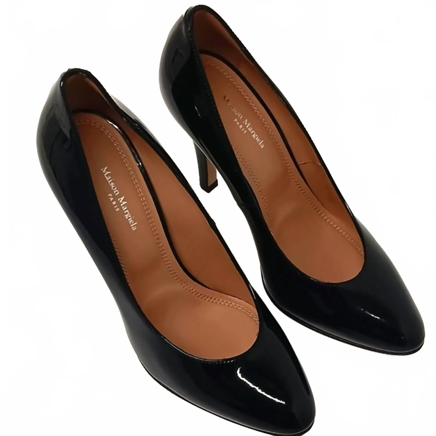 Women's Patent Leather Court Pumps In Black Gold High Heels