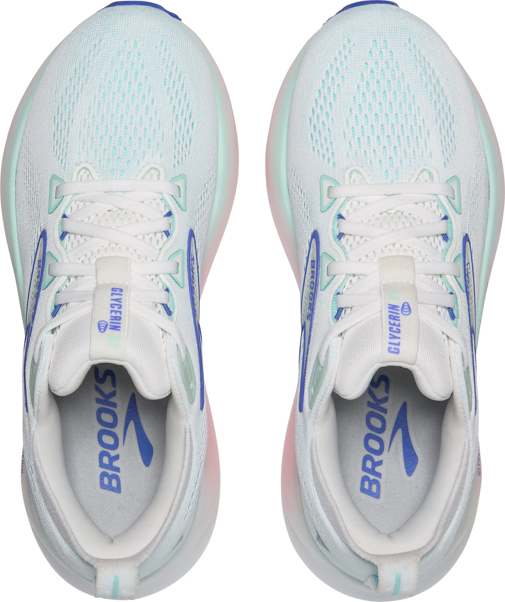 Brooks Glycerin 22 WIDE FIT Womens Running Shoes - White dance - fitness shoes Durable Outsole Grooves