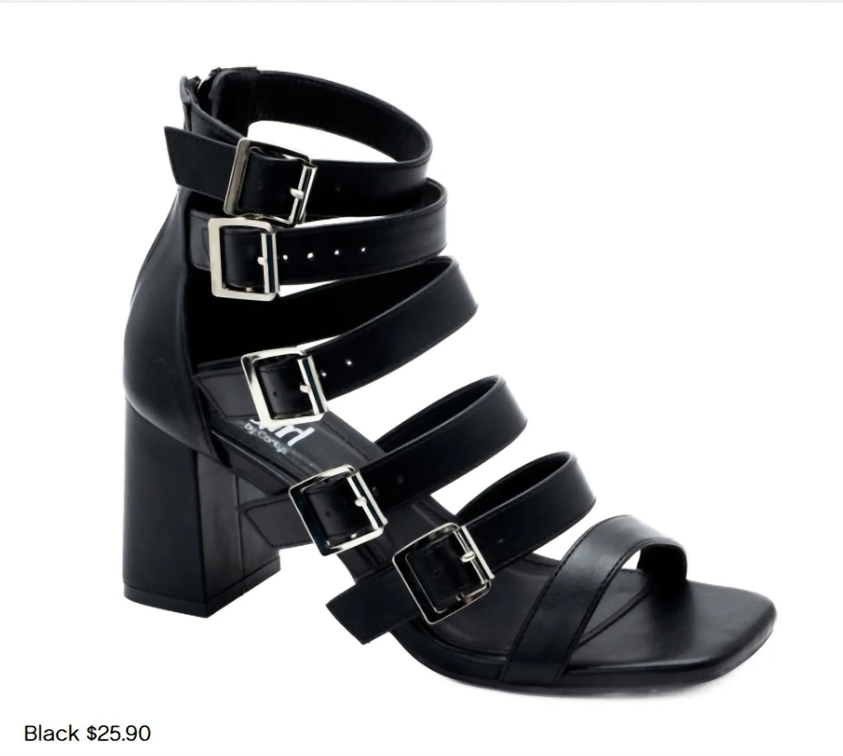 Buckle Down Heel Black Clear Sandals for Weddings Reinforced toe