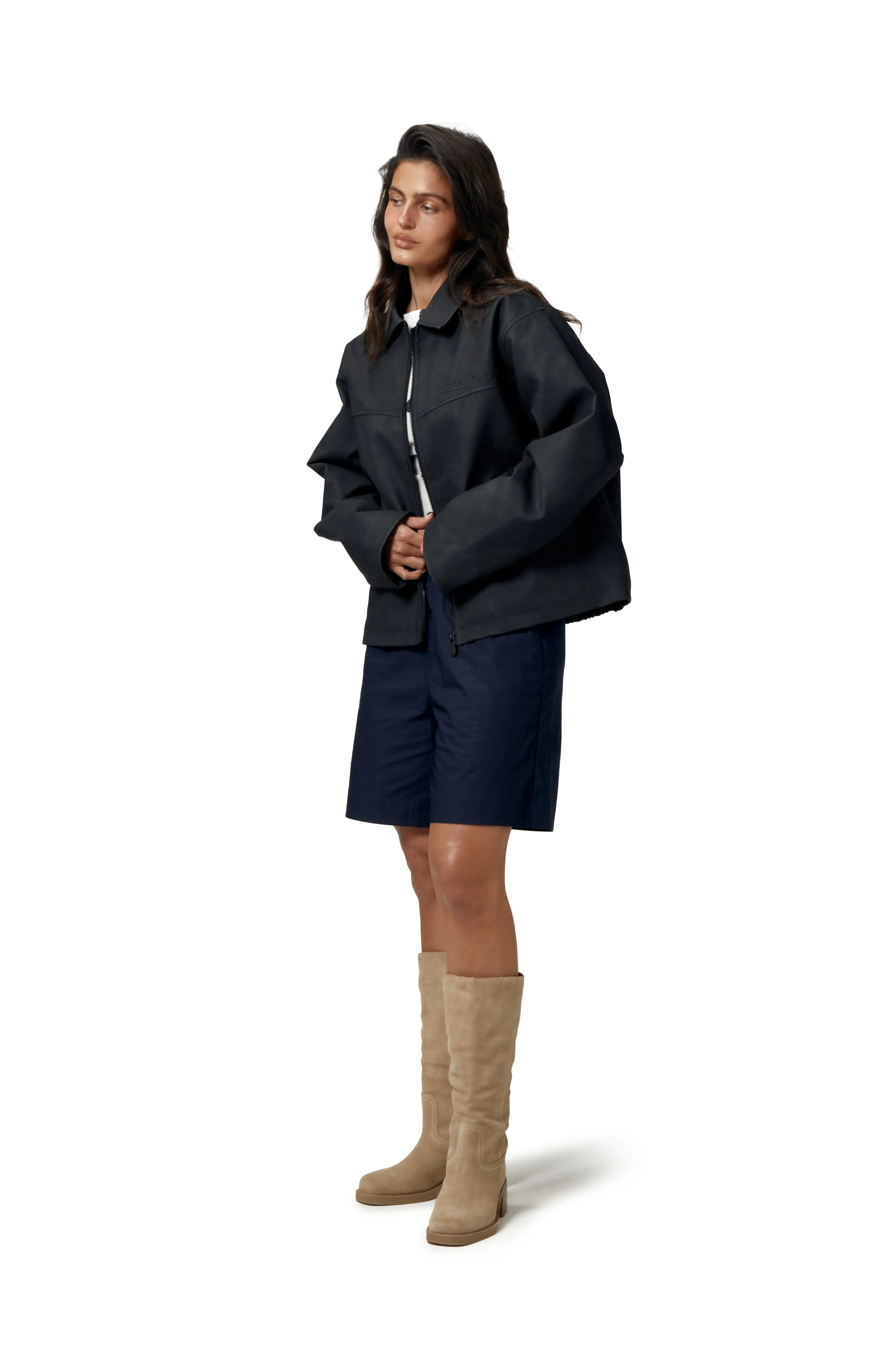 Bucks Vegan Leather Jacket Taped Edges