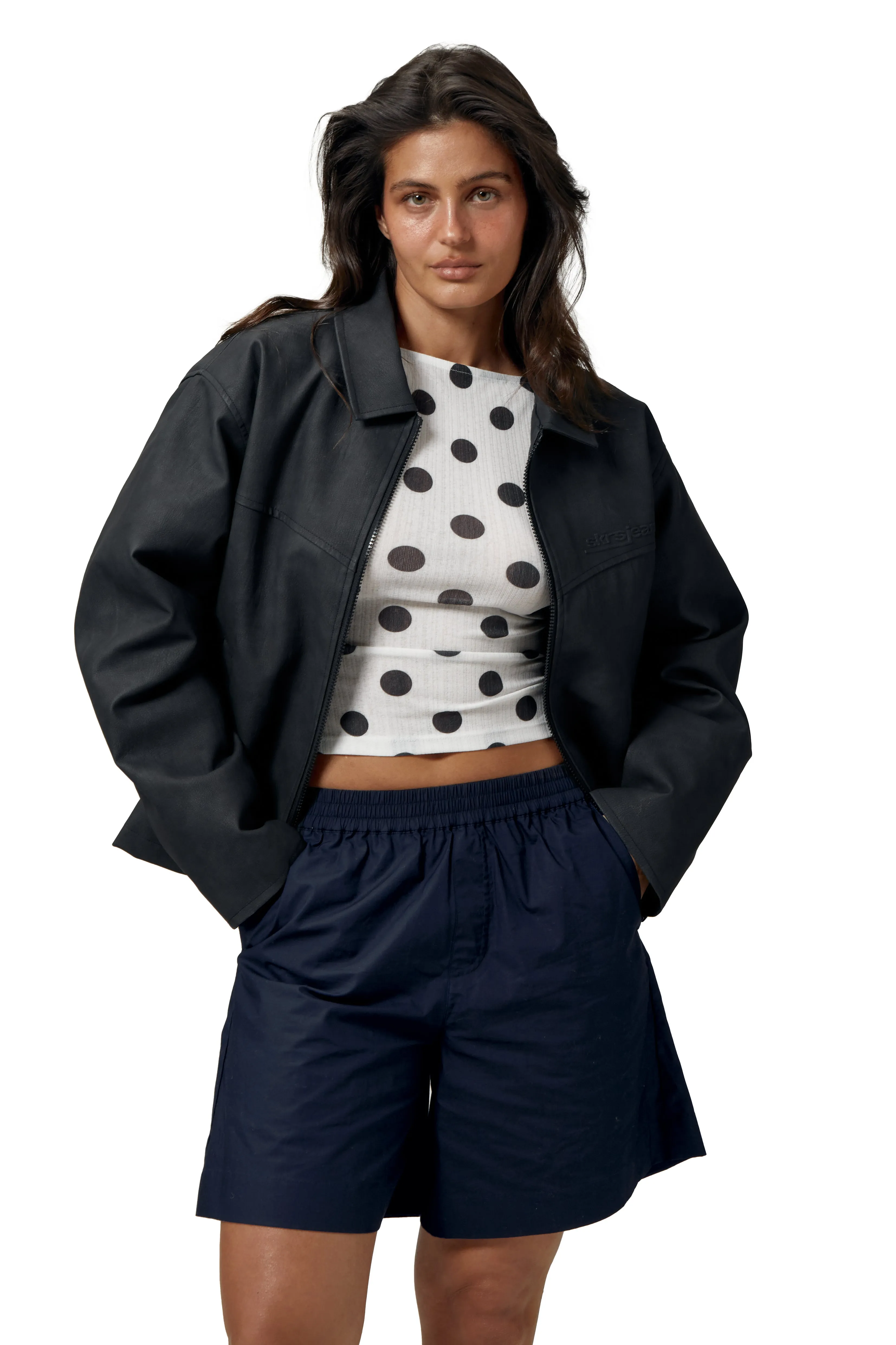 Utility Pockets Bucks Vegan Leather Jacket