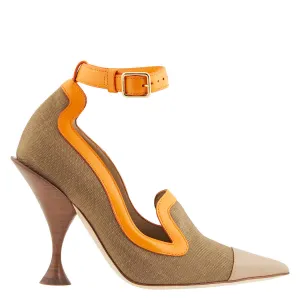 Burberry Brecon Canvas And Leather Point-toe Court Pumps Work Chic