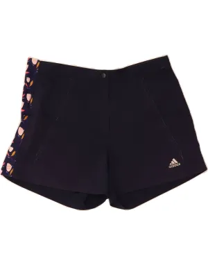 ADIDAS Womens Casual Shorts UK 14 Medium W34  Navy Blue Floral Polyester Perfect Fit Breathable Lining