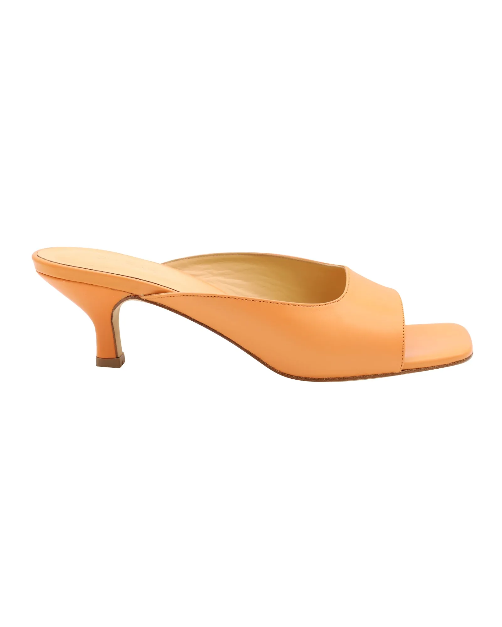 By Far Kosara 50 Open Toe Mules in Orange Leather High Heel