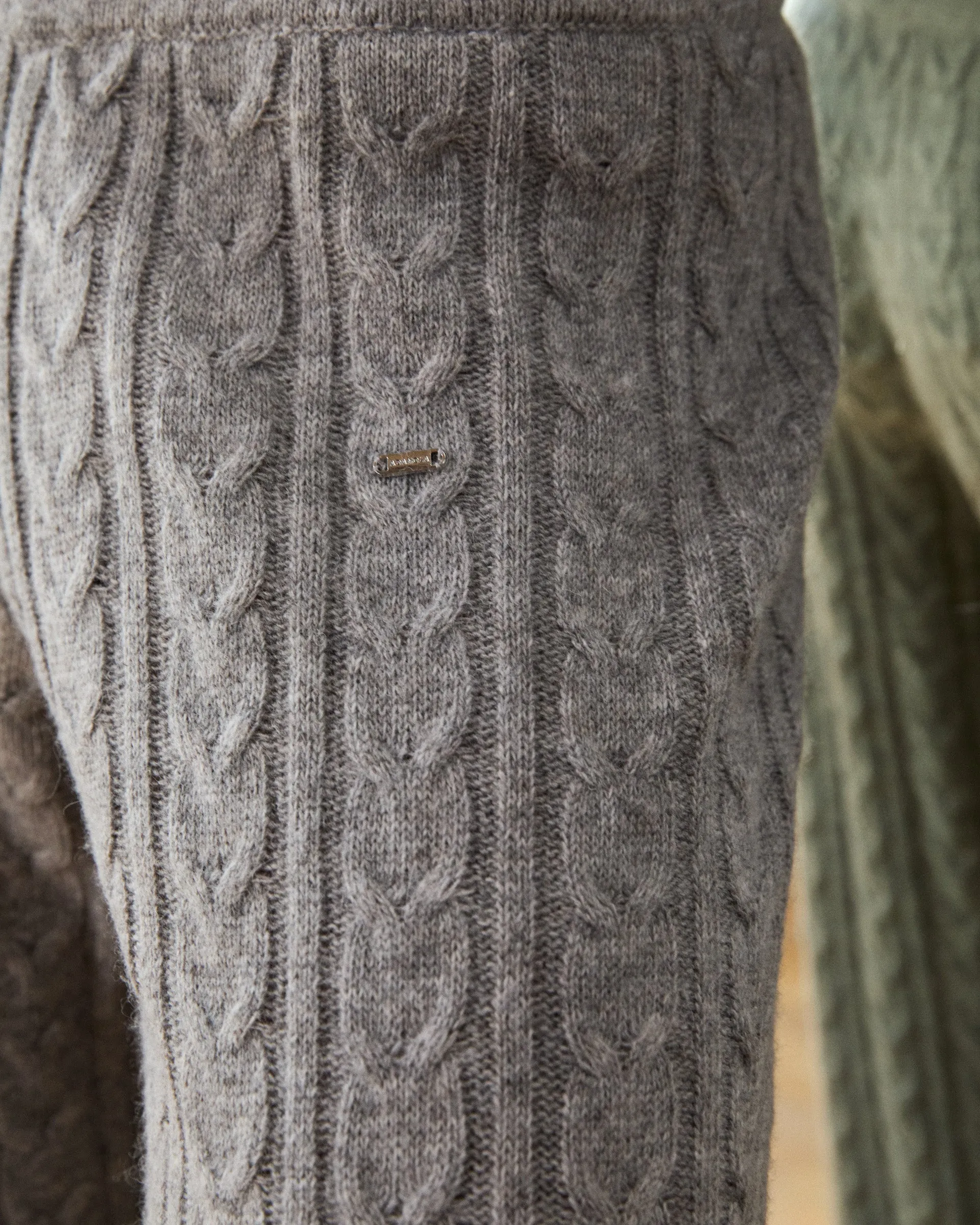 All Day Fit Cable Knit Straight Leg Trousers - Dark Grey Melange