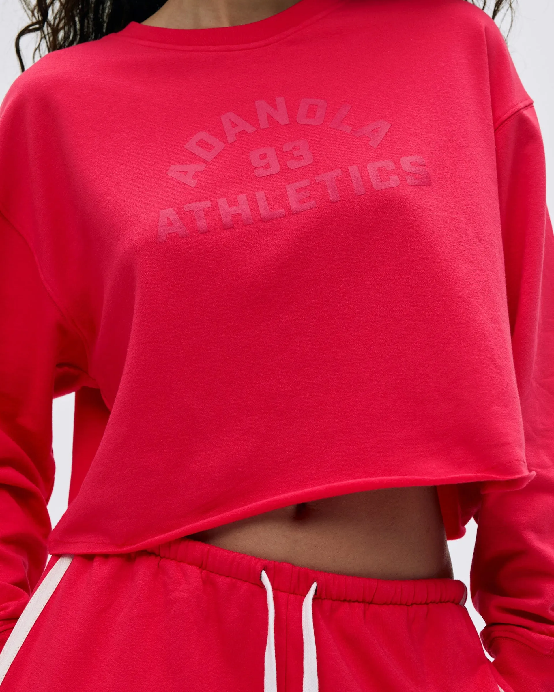 Campus Modal-Blend Crop Sweatshirt - Apple Red Cozy Basics