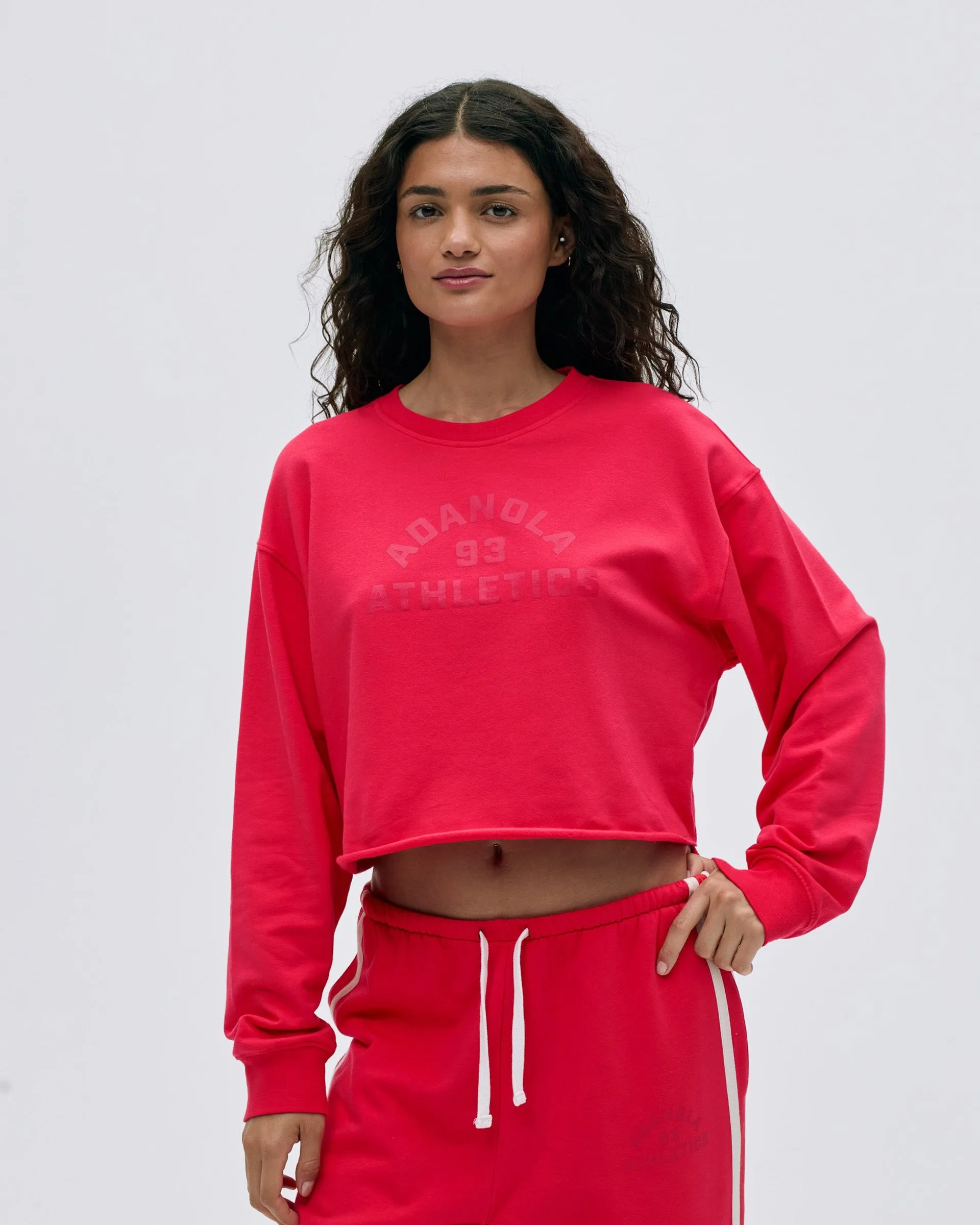 Campus Modal-Blend Crop Sweatshirt - Apple Red product rough ruggedness