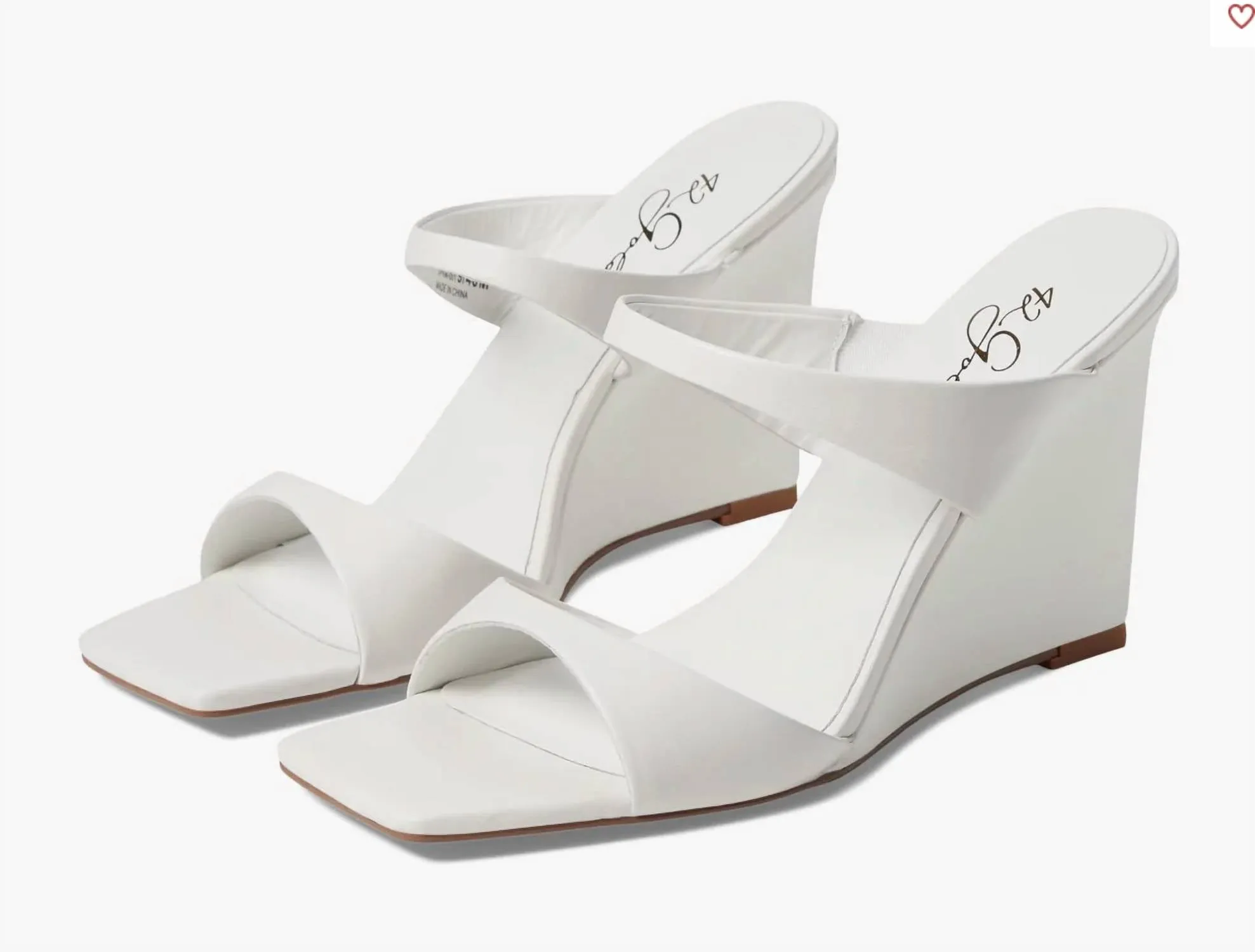 Women's Omira Squared Toe Wedge Heels In White Leather Pivot Point Supportive Fit